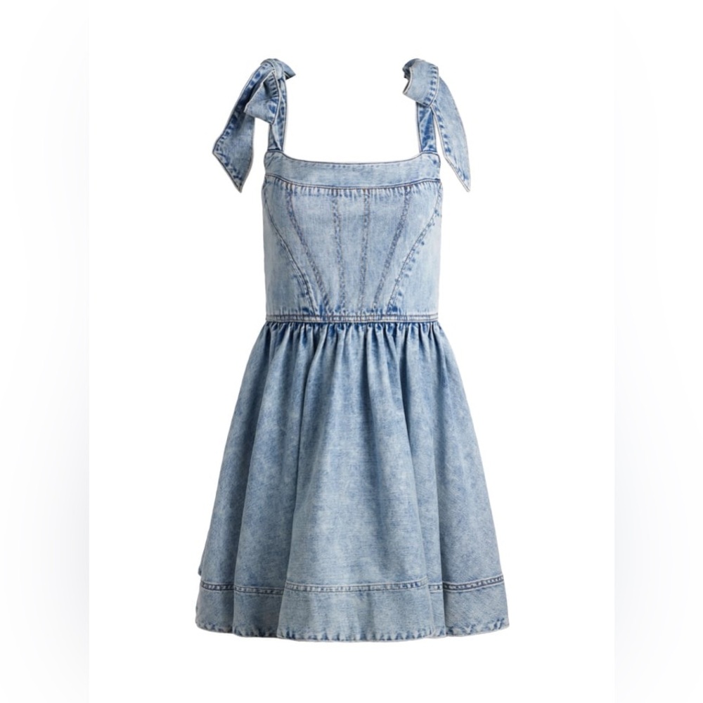 ALICE + OLIVIA AMINA CORSET DENIM DRESS, Size 10, $440 - Picture 8 of 15